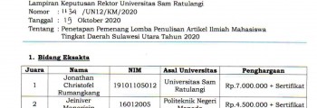 SK. REKTOR PEMENANG LOMBA PENULISAN ARTIKEL ILMIAH 2020